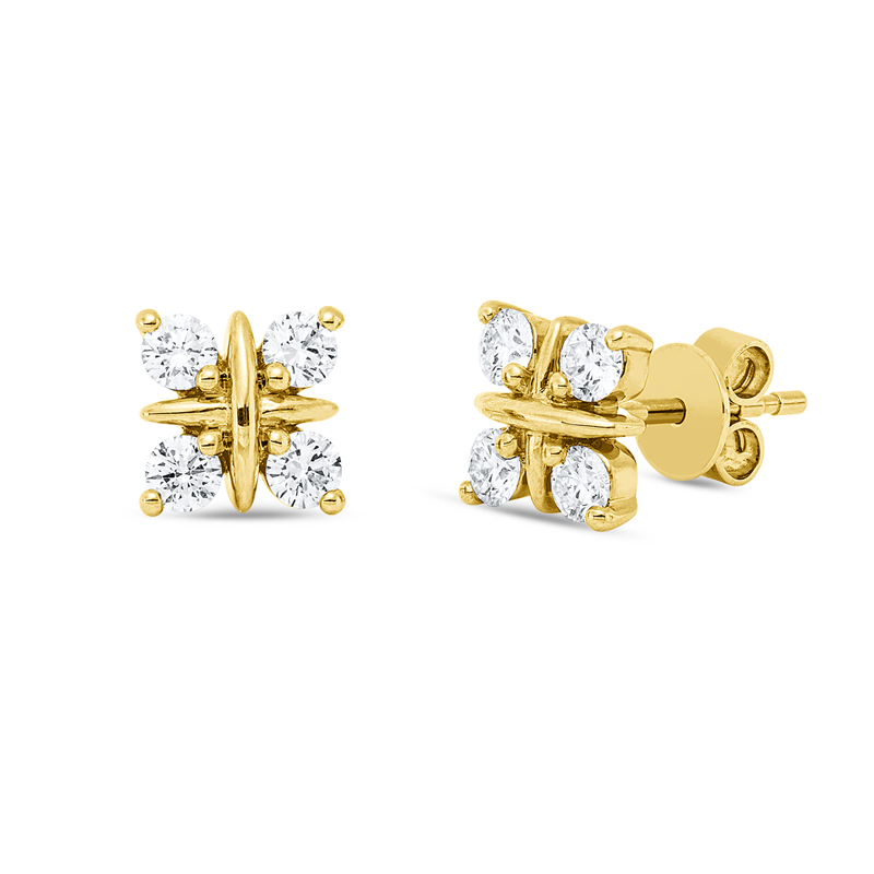 Image 90007895 - Ohrstecker 14 kt GG, 8 Brillanten 0,62 ct, W-si/pi, H:7,2 mm, B:7,2 mm, S:3,5 ...