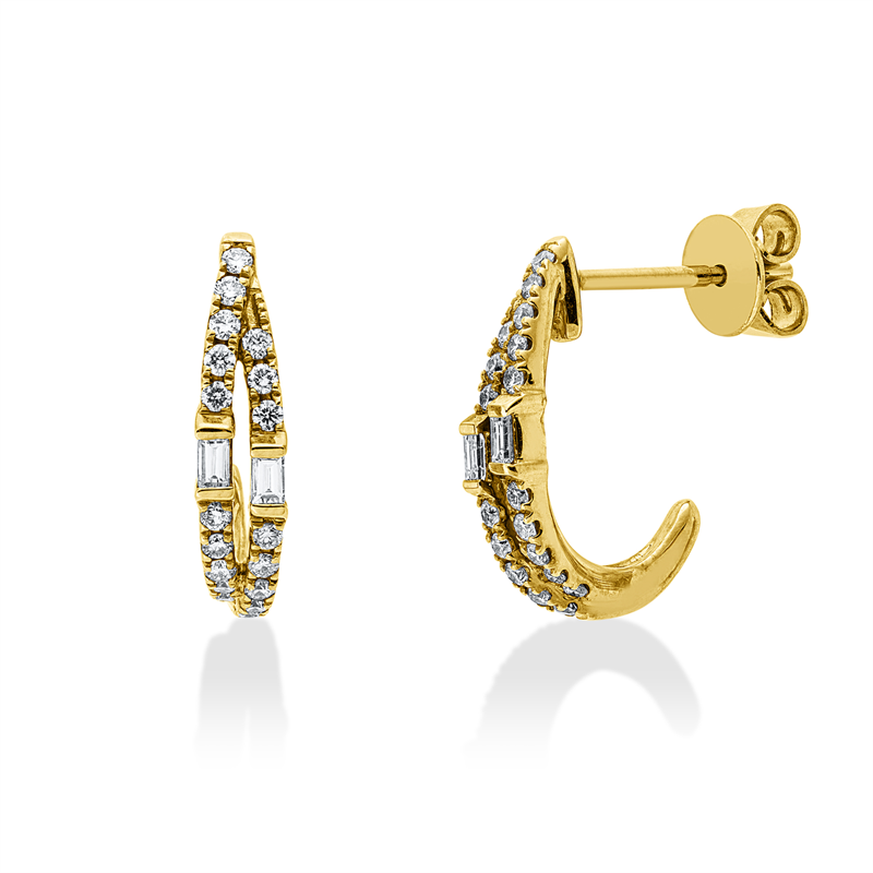 Image 90007898 - Ohrschmuck 14 kt GG, 4 Baguette 0,07 ct, W-si, 36 Brillanten 0,24 ct, W-si/pi, H:15,0 mm, ...