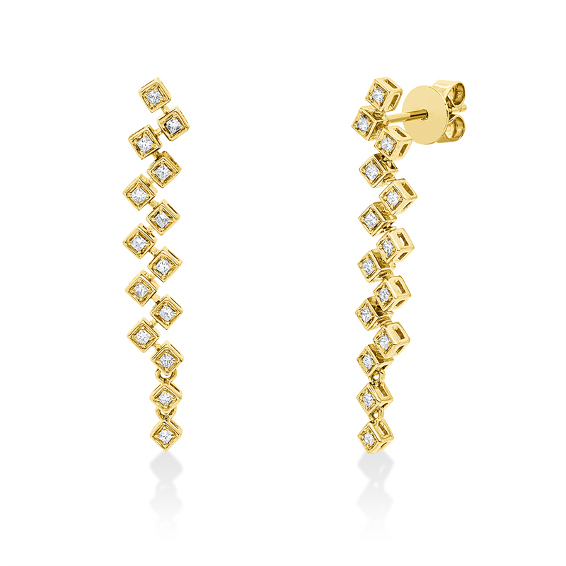 Image 90007903 - Ohrschmuck 18 kt GG, 28 Princ. 0,32 ct, TW-vsi, H:34,0 mm, B:5,2 mm, S:2,0 ...