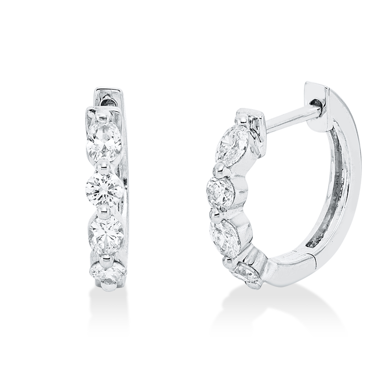 Image 90007905 - Creolen 18 kt WG, 8 Fant-Schl. 0,35 ct, TW-si, H:11,5 mm, B:12,6 mm, S:2,0 ...