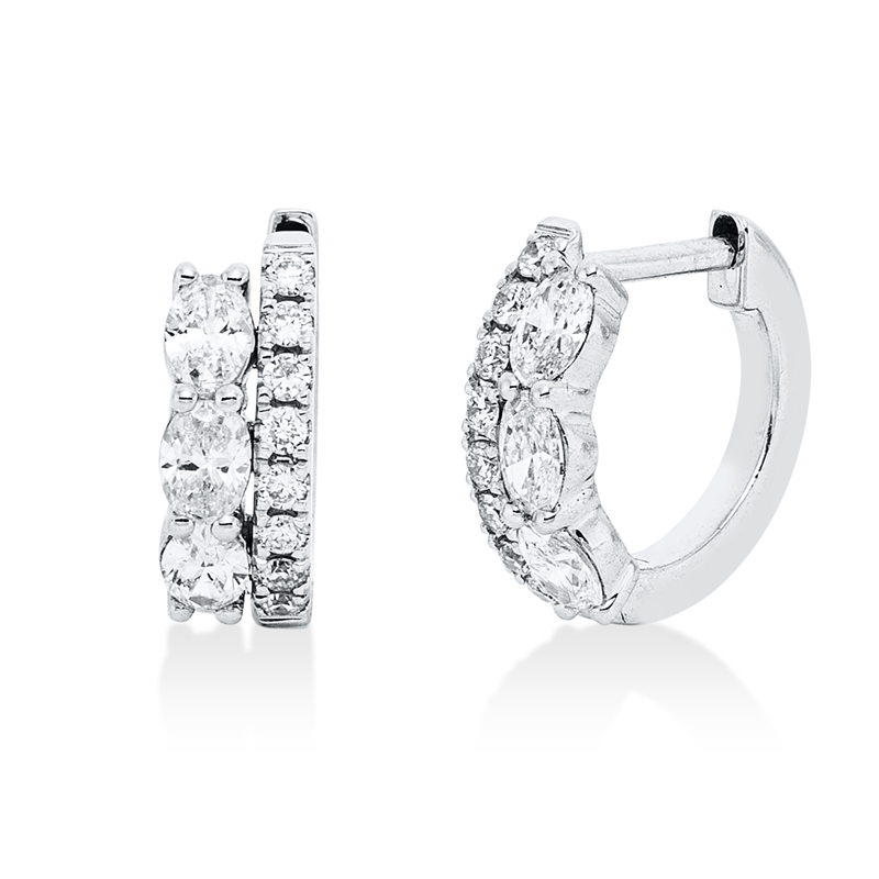 Image 90007908 - Creolen 18 kt WG, 22 Fant-Schl. 0,39 ct, TW-si, H:9,5 mm, B:10,5 mm, S:3,5 ...