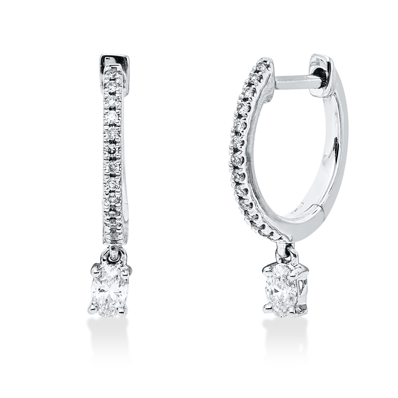 Image 90007909 - Ohrschmuck 18 kt WG, 30 Fant-Schl. 0,15 ct, TW-vsi/si, H:14,5 mm, B:10,6 mm, S:0,9 ...