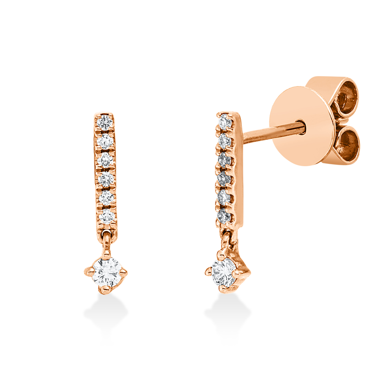 Image 90007912 - Ohrstecker 18 kt RG, 14 Brillanten 0,10 ct, I-si, H:11,0 mm, B:2,5 mm, S:1,5 ...