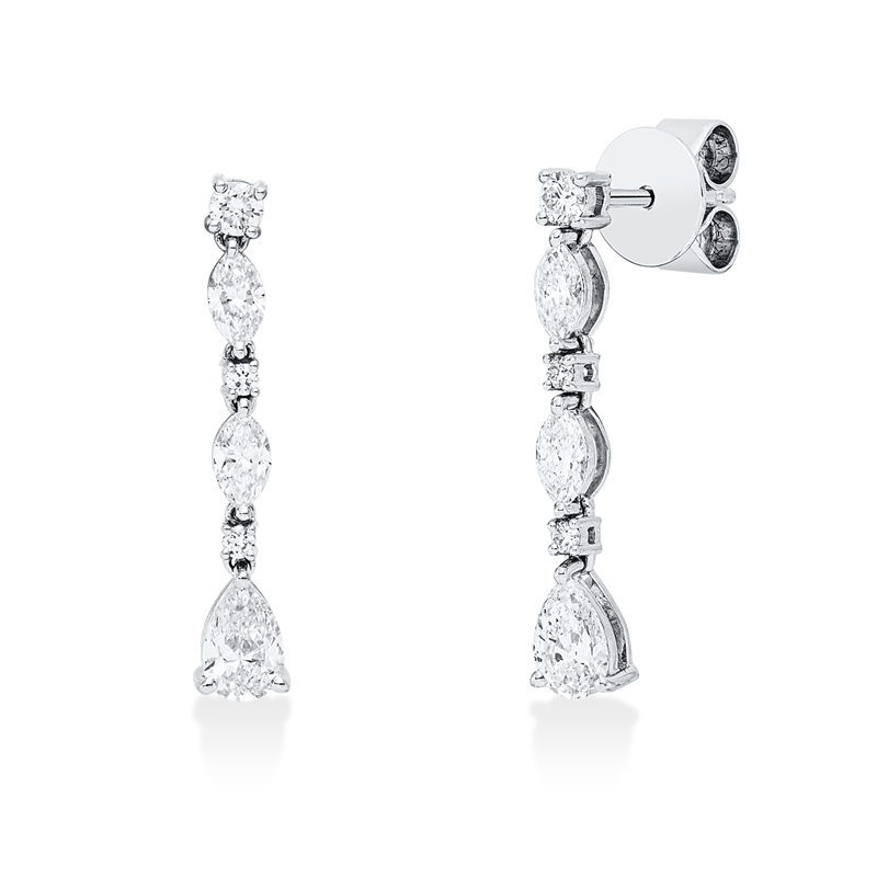 Image 90007913 - Ohrschmuck 18 kt WG, 12 Fant-Schl. 1,04 ct, TW-si, H:22,0 mm, B:2,5 mm, S:2,8 ...