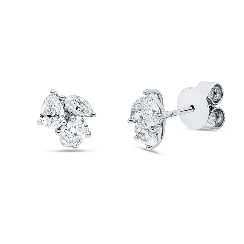 Image 90007914 - Ohrstecker 18 kt WG, 6 Fant-Schl. 0,92 ct, F-vsi, H:8,0 mm, B:7,5 mm, S:4,4 ...