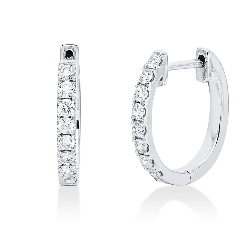 Image 90007918 - Creolen 18 kt WG, 16 Brillanten 0,34 ct, TW-si, H:14,0 mm, B:12,0 mm, S:1,7 ...