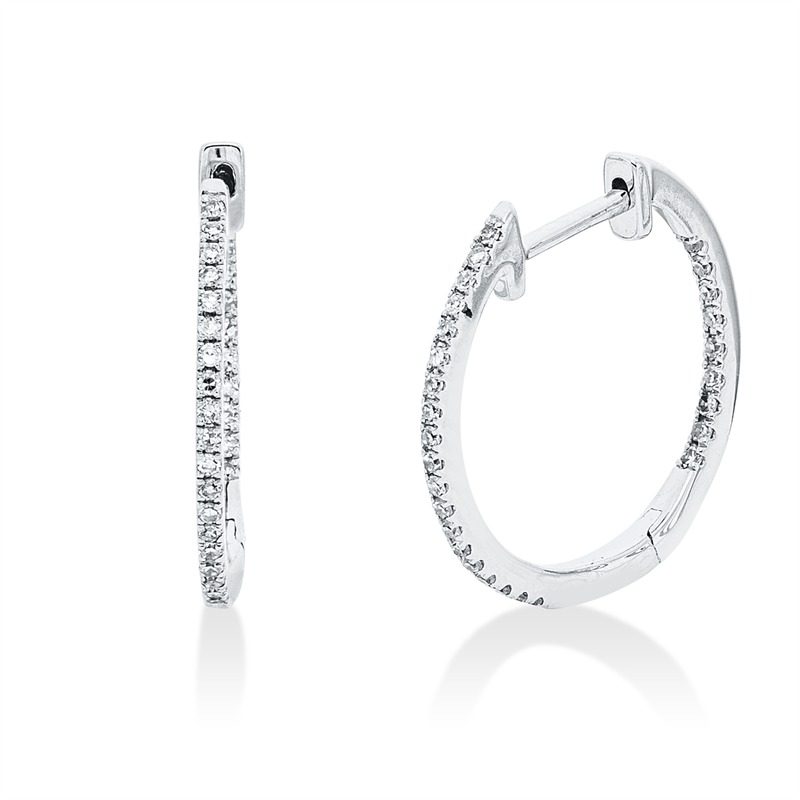 Image 90007920 - Creolen 18 kt WG, 56 Diamanten 0,12 ct, TW-si, H:14,3 mm, B:14,6 mm, S:0,8 ...