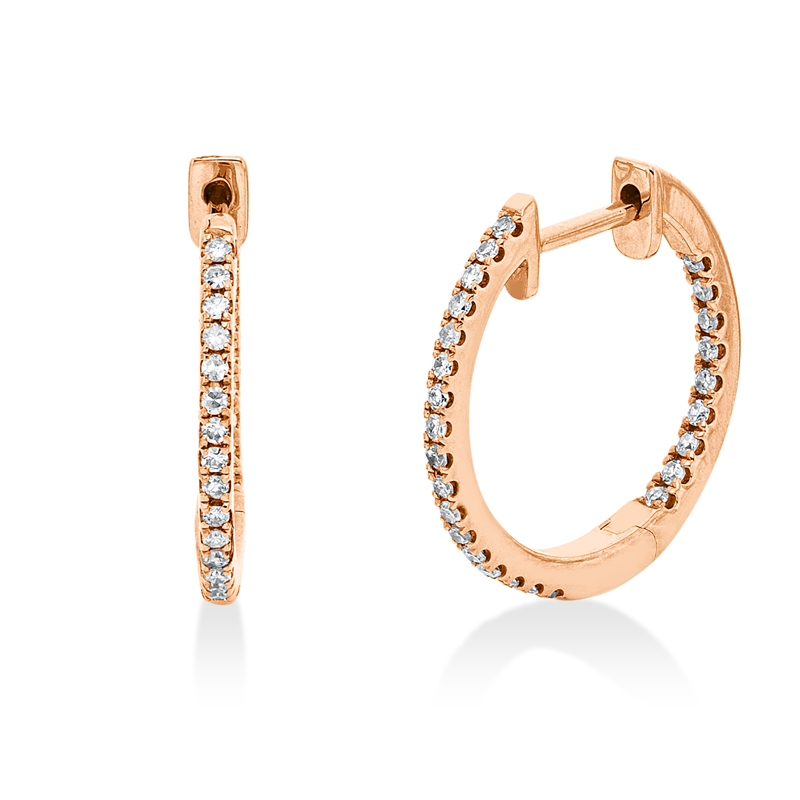 Image 90007921 - Creolen 18 kt RG, 52 Diamanten 0,19 ct, TW-si, H:15,0 mm, B:15,0 mm, S:1,0 ...