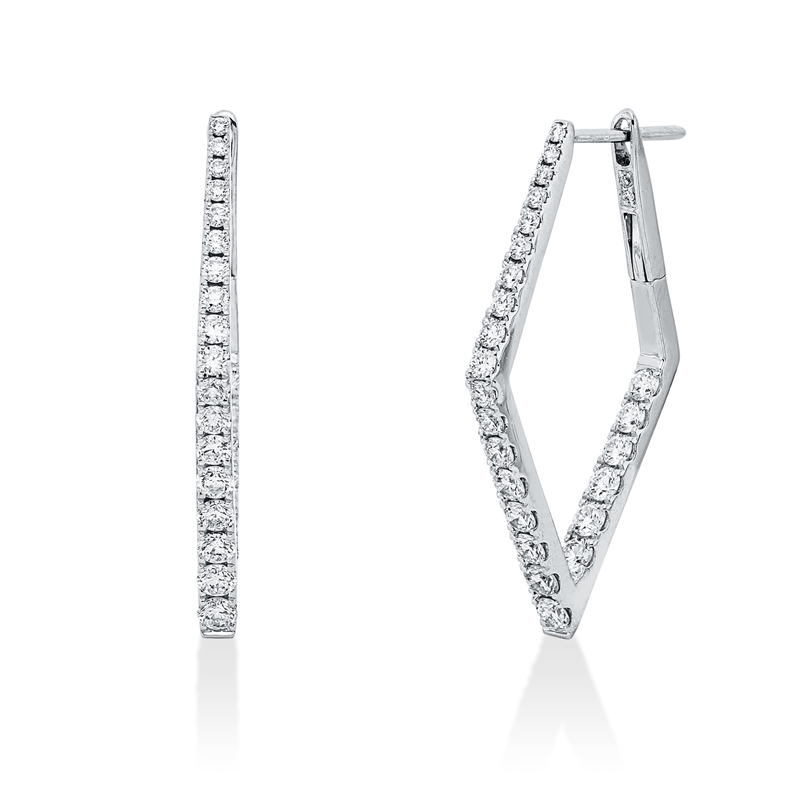 Image 90007923 - Creolen 18 kt WG, 52 Brillanten 1,41 ct, TW-si, H:31,2 mm, B:19,7 mm, S:2,0 ...