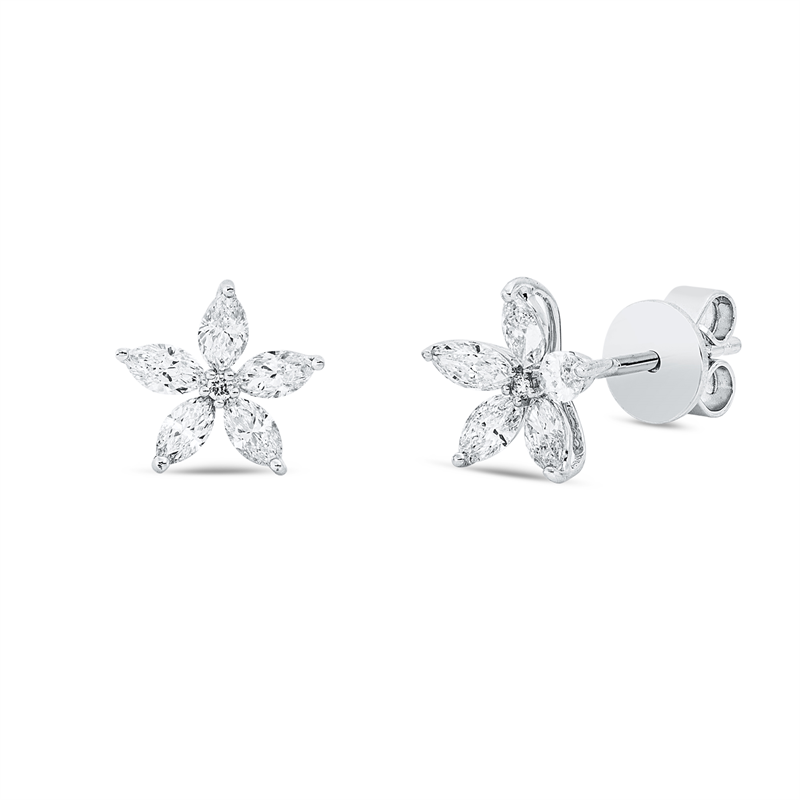 Image 90007925 - Ohrstecker 18 kt WG, 10 Navette 0,68 ct, TW-vsi, 2 Brillanten 0,01 ct, TW-si, H:8,2 mm, ...