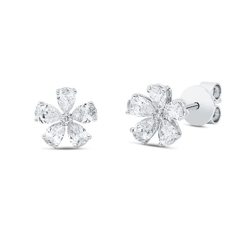 Image 90007927 - Ohrstecker 18 kt WG, 10 Tropfen 1,06 ct, TW-vsi, 2 Brillanten 0,01 ct, TW-si, H:8,0 mm, ...