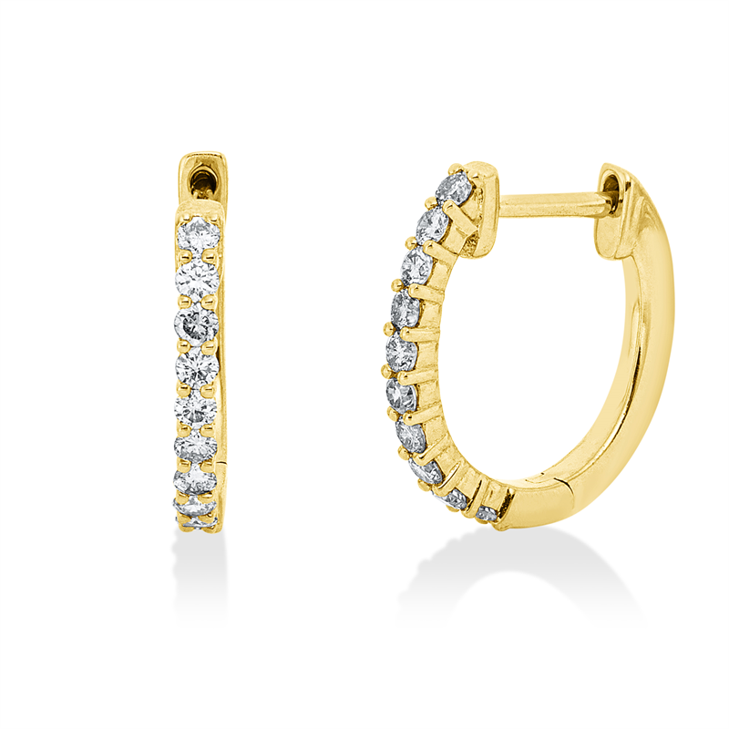 Image 90007929 - Creolen 14 kt GG, 20 Brillanten 0,25 ct, TLB-si, H:12,0 mm, B:11,5 mm, S:1,5 ...