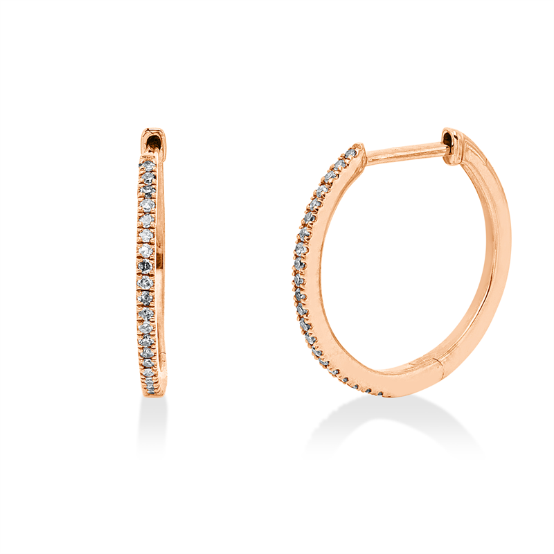 Image 90007931 - Creolen 14 kt RG, 42 Diamanten 0,07 ct, TLB-pi, H:13,0 mm, B:13,4 mm, S:0,9 ...