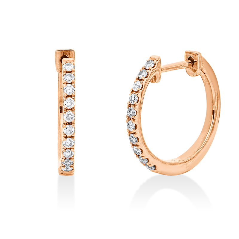 Image 90007932 - Creolen 14 kt RG, 20 Brillanten 0,16 ct, TLB-si, H:13,5 mm, B:13,8 mm, S:1,4 ...