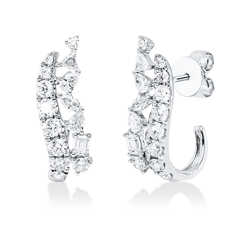 Image 90007252 - Ohrstecker 18 kt WG, 12 Brillanten 0,82 ct, TW-si, 10 Fant-Schl. 0,68 ct, TW-si, 8 ...