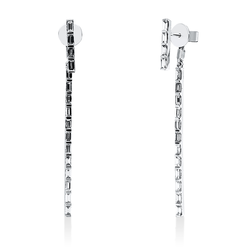 Image 90007611 - Ohrschmuck 18 kt WG, ear jacket, 32 Baguette 0,98 ct, TW-vsi, H:48,8 mm, B:1,6 mm, S:1,8 ...