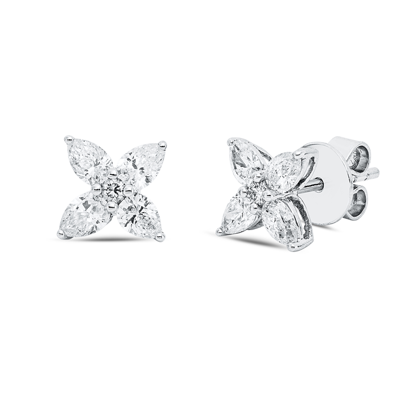 Image 90007611 - Ohrstecker 18 kt WG, 8 Tropfen 1,01 ct, W-si, 2 Brillanten 0,02 ct, ...