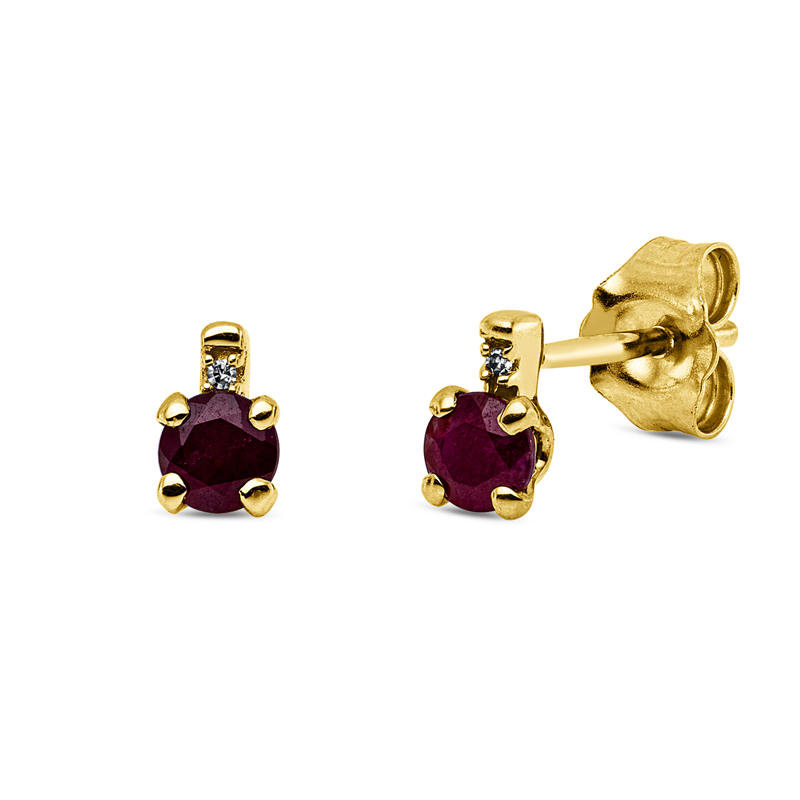 Image 90007616 - Ohrstecker 4er-Krappe 18 kt GG, 2 Diamanten 0,01 ct, TW-si, 2 Rubine 0,43 ct rot, H:5,5 ...