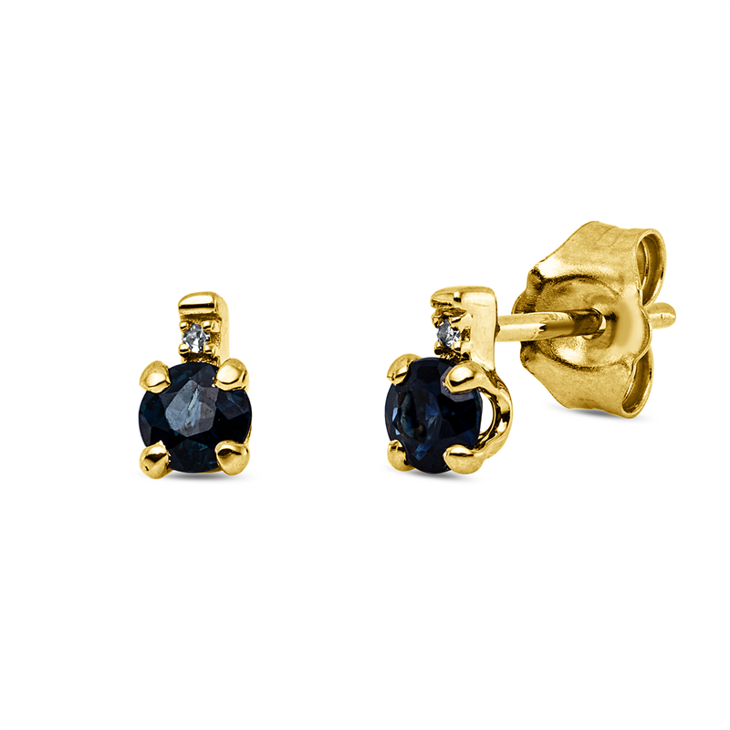 Image 90007618 - Ohrstecker 4er-Krappe 18 kt GG, 2 Diamanten 0,01 ct, TW-si, 2 Saphire 0,43 ct blau, H:5,5 ...