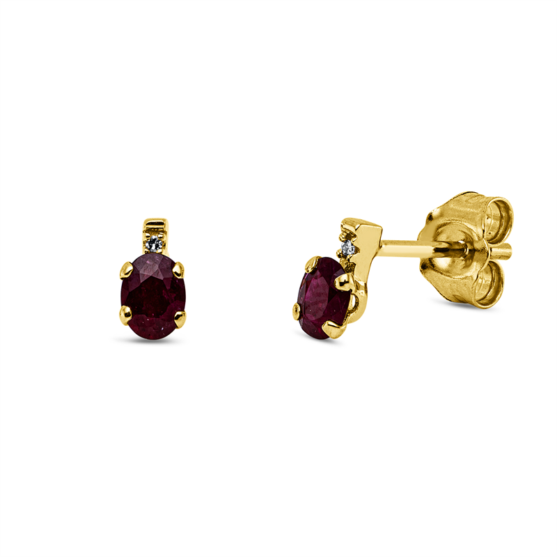 Image 90007619 - Ohrstecker 4er-Krappe 18 kt GG, 2 Diamanten 0,01 ct, TW-si, 2 Rubine 0,38 ct rot, H:6,2 ...