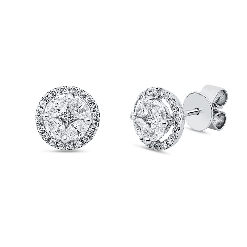 Image 90007621 - Ohrstecker 18 kt WG, 8 Navette 0,62 ct, TW-si, 2 Princ. 0,11 ct, TW-si, 40 Brillanten ...