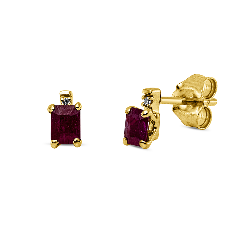 Image 90007645 - Ohrstecker 4er-Krappe 18 kt GG, 2 Diamanten 0,01 ct, TW-si, 2 Rubine 0,52 ct rot, H:6,2 ...