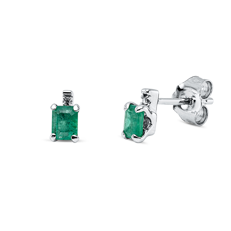 Image 90007648 - Ohrstecker 4er-Krappe 18 kt WG, 2 Diamanten 0,01 ct, W-si, 2 Smaragde 0,42 ct ...