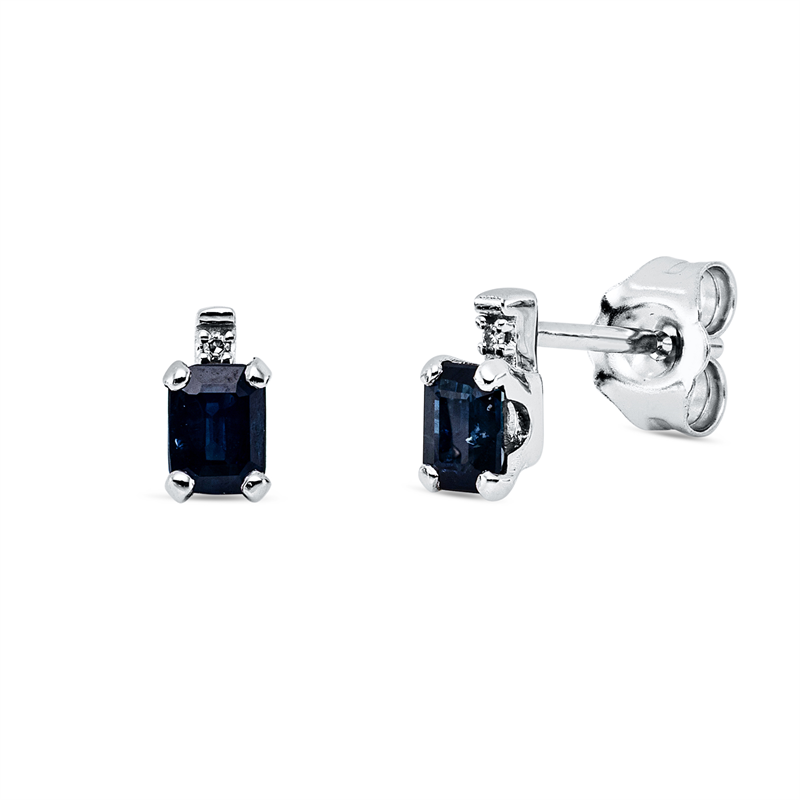Image 90007650 - Ohrstecker 4er-Krappe 18 kt WG, 2 Diamanten 0,01 ct, TW-si, 2 Saphire 0,52 ct blau, H:6,2 ...
