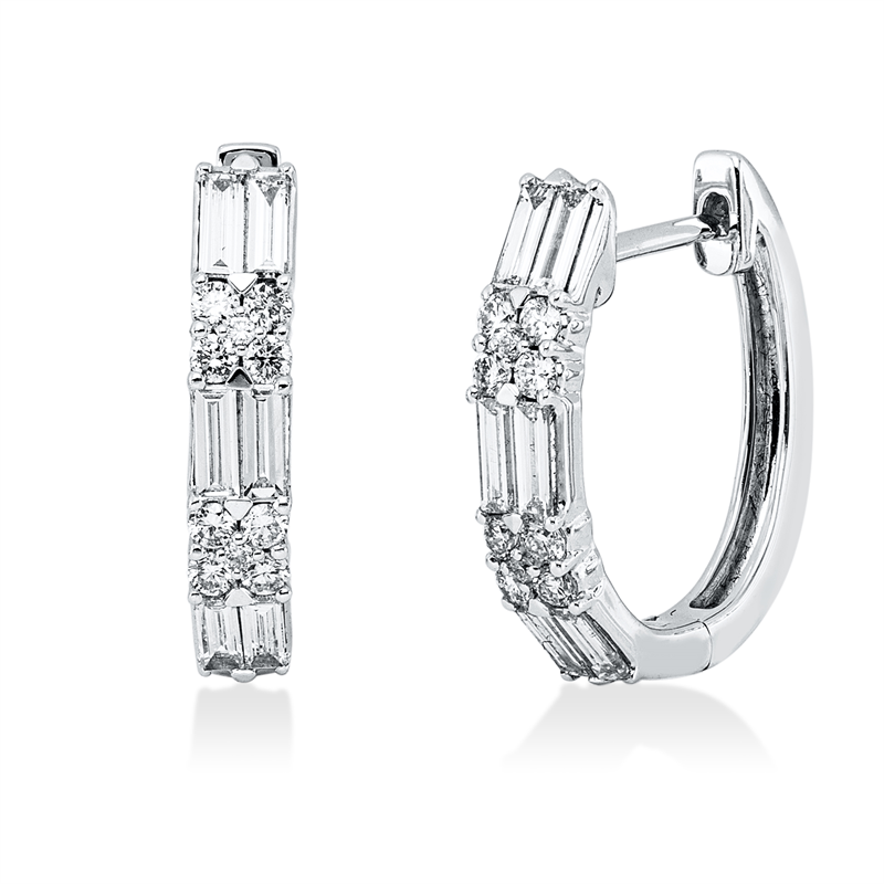 Image 90007658 - Creolen 18 kt WG, 20 Brillanten 0,24 ct, TW-vsi/si, 12 Baguette 0,47 ct, ...