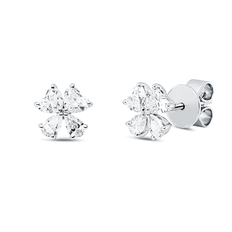 Image 90007665 - Ohrstecker 18 kt WG, 4 Herzschl. 0,54 ct, TW-vsi/si, 4 Tropfen 0,24 ct, TW-vsi/si, H:7,5 ...