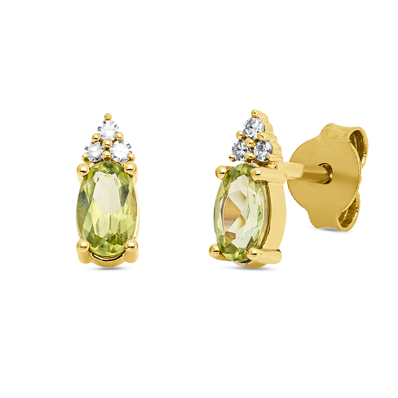 Image 90008512 - Ohrstecker 4er-Krappe 18 kt GG, 6 Brillanten 0,03 ct, TW-si, 2 Peridot 0,45 ct ...