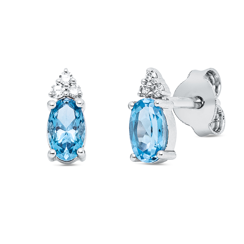 Image 90008513 - Ohrstecker 4er-Krappe 18 kt WG, 6 Brillanten 0,03 ct, TW-si, 2 Topase 0,57 ct blau, H:7,6 ...