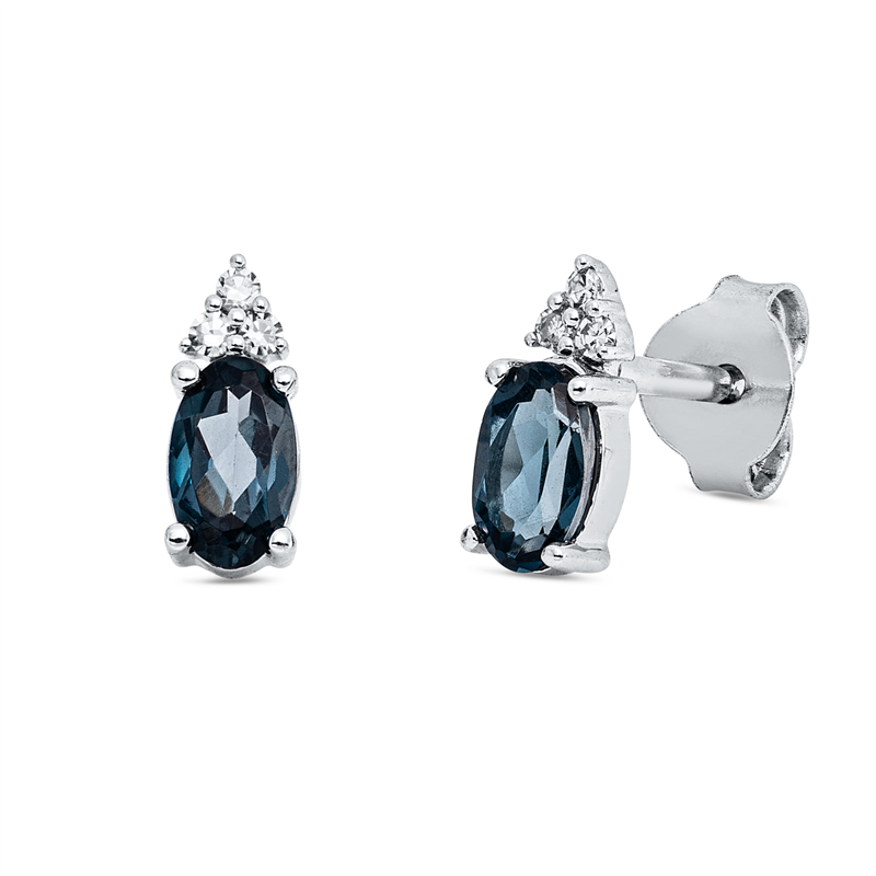 Image 90008514 - Ohrstecker 4er-Krappe 18 kt WG, 6 Brillanten 0,03 ct, TW-si, 2 Topase 0,54 ct Lond. blue, ...