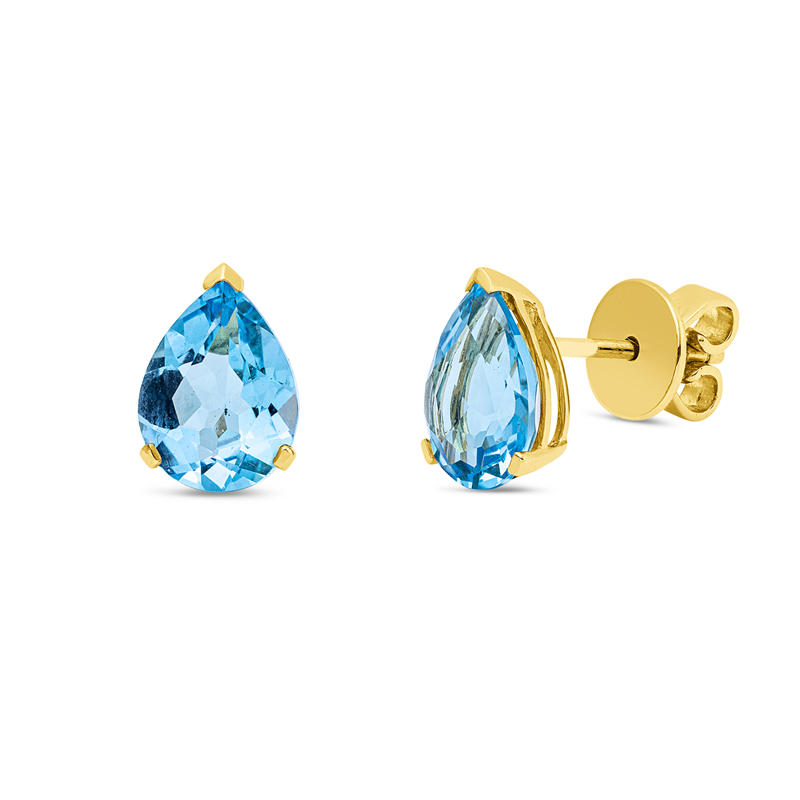 Image 90008515 - Ohrstecker 3er-Krappe 18 kt GG, 2 Topase 4,20 ct blau, H:9,5 mm, B:7,0 mm, S:4,0 ...