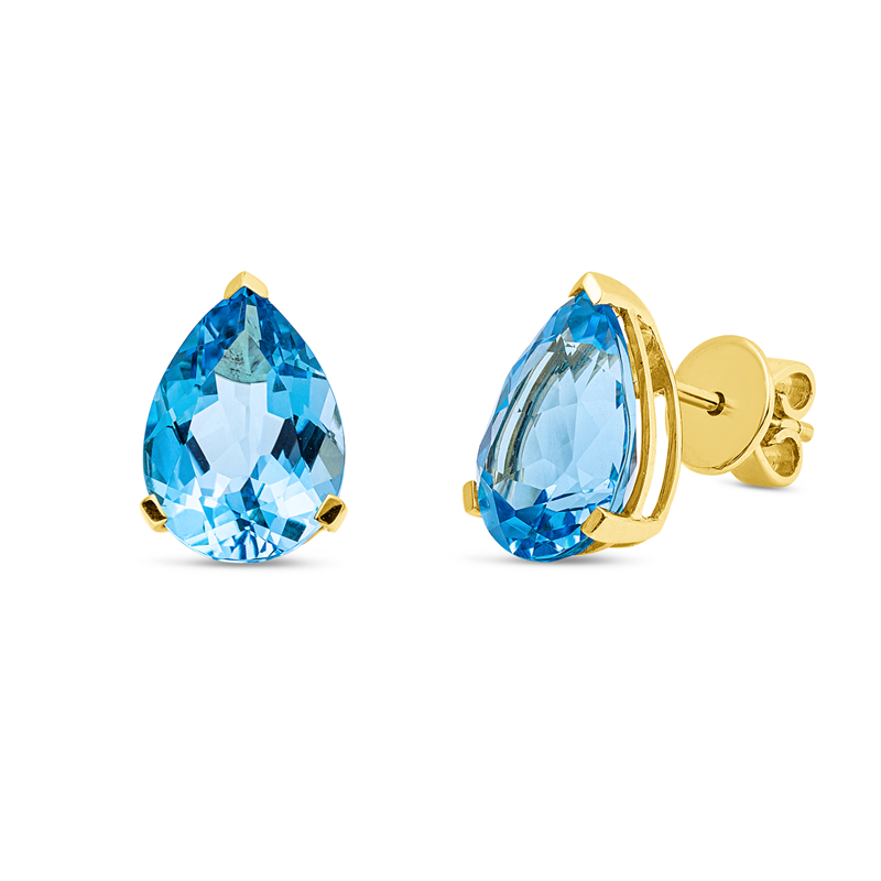 Image 90008517 - Ohrstecker 3er-Krappe 18 kt GG, 2 Topase 10,00 ct blau, H:12,7 mm, B:9,0 mm, S:5,5 ...