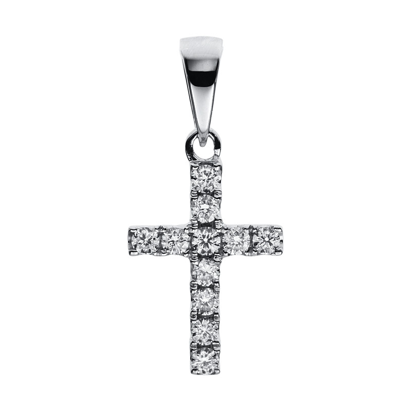Image 90005347 - Anhänger 18 kt WG Kreuz, mit Öse, 11 Brillanten 0,10 ct, TW-vsi/si, H:15,9 mm, B:7,5 ...