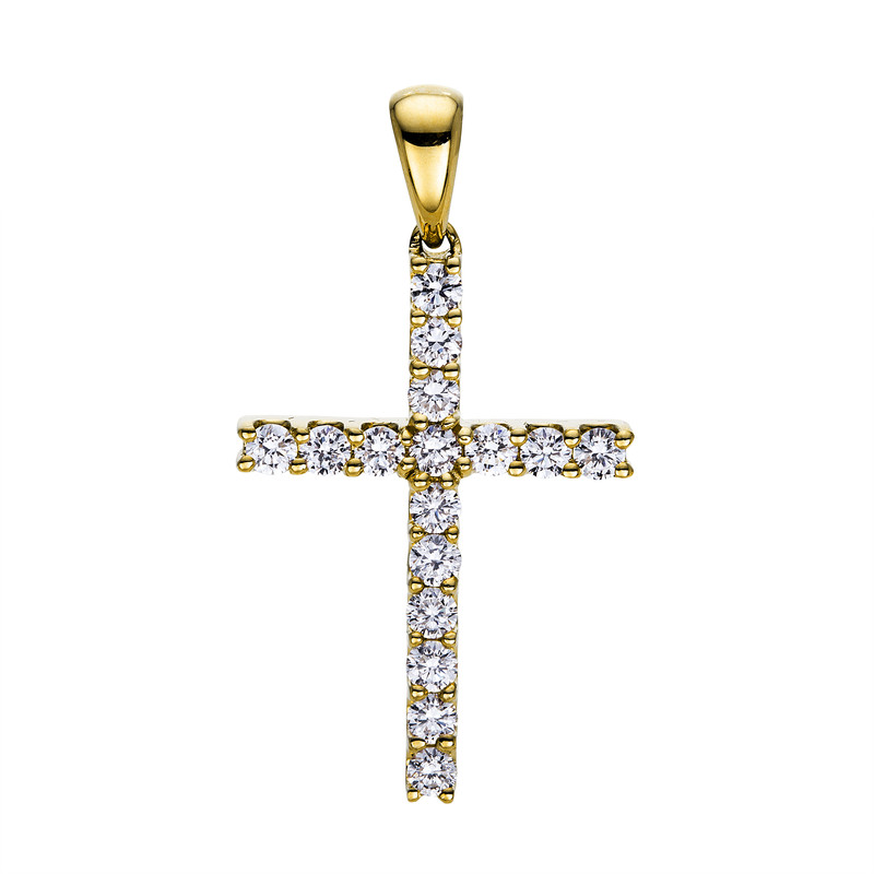 Image 90005348 - Anhänger 18 kt GG Kreuz, 16 Brillanten 0,49 ct, TW-si =*=*= Unterkategorie: Kreuz, ...