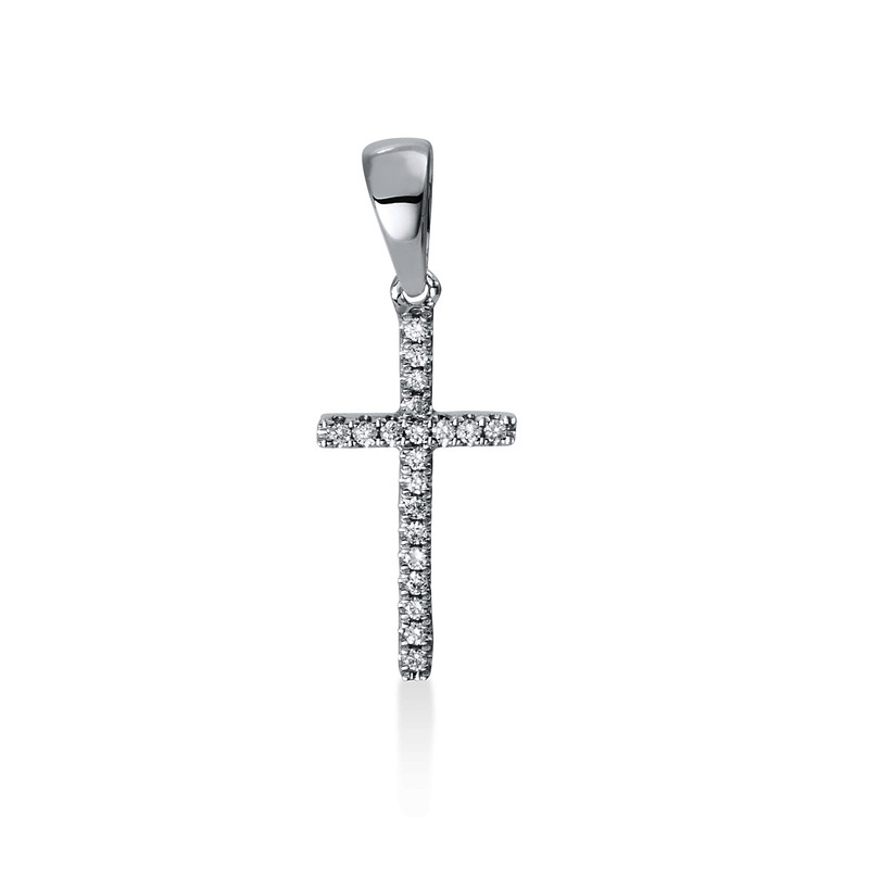 Image 90005349 - Anhänger 18 kt WG Kreuz, mit Öse, 20 Brillanten 0,04 ct, TW-si, H:12,2 mm, B:6,5 ...