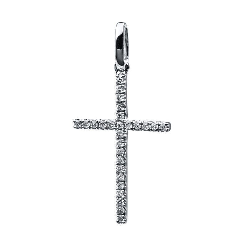 Image 90007259 - Anhänger 18 kt WG Kreuz, mit Öse, 27 Brillanten 0,06 ct, TW-vsi/si, H:15,9 mm, B:10,8 ...