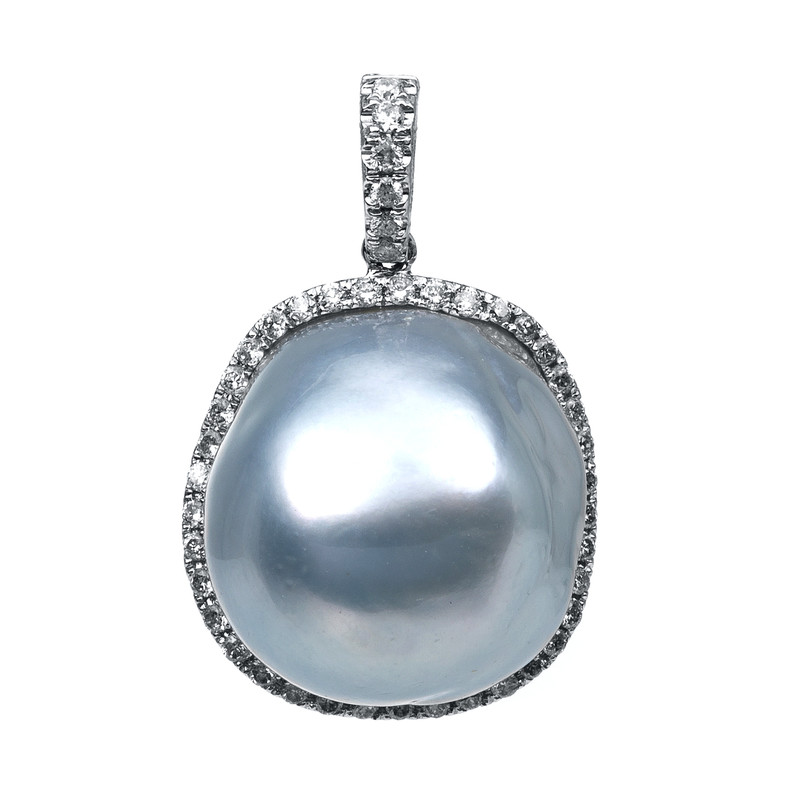 Image 90005356 - Anhänger 18 kt WG, mit Öse, 44 Brillanten 0,30 ct, W-si, 1 SS silber 15 ...