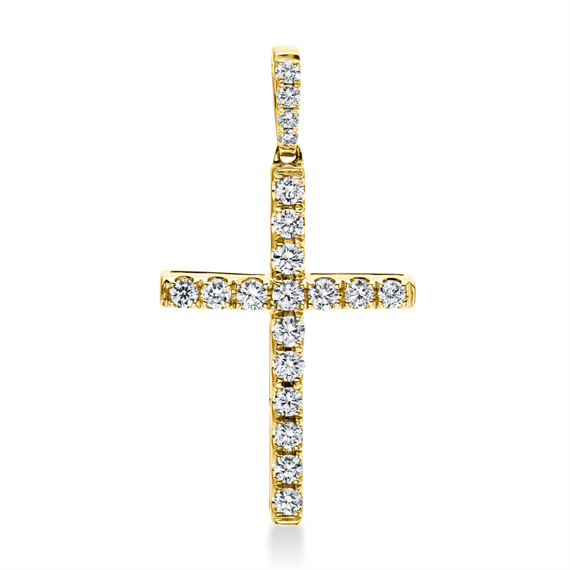Image 90007273 - Anhänger 18 kt GG Kreuz, mit Öse, 20 Brillanten 0,49 ct, TW-si, H:31,2 mm, B:16,7 mm, ...