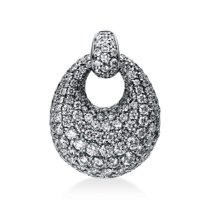 Image 90007393 - Anhänger 18 kt WG Oval, 146 Brillanten 1,90 ct, TW-vsi, H:22,2 mm, B:16,2 ...