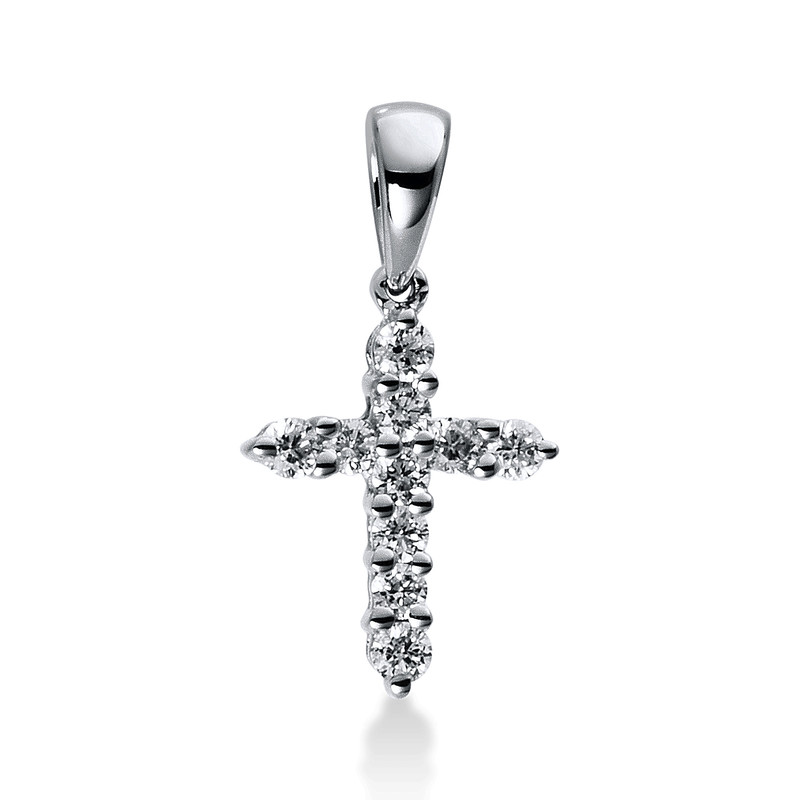 Image 90007394 - Anhänger 18 kt WG Kreuz, mit Öse, 10 Brillanten 0,10 ct, TW-si =*=*= Unterkategorie: ...
