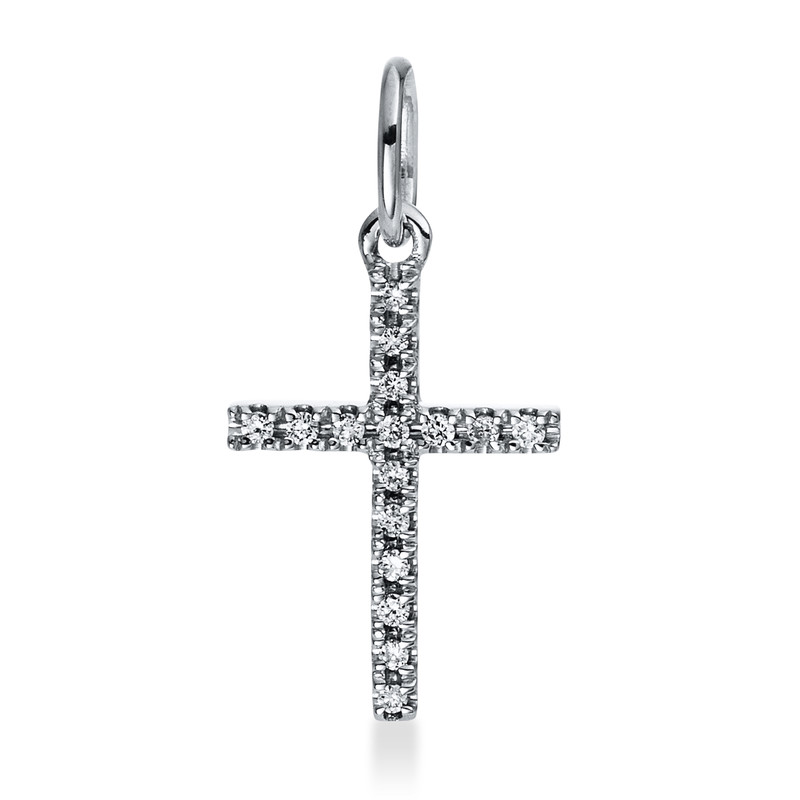 Image 90007397 - Anhänger 18 kt WG Kreuz, mit Öse, 16 Brillanten 0,03 ct, TW-si, H:12,0 mm, B:6,0 mm, ...