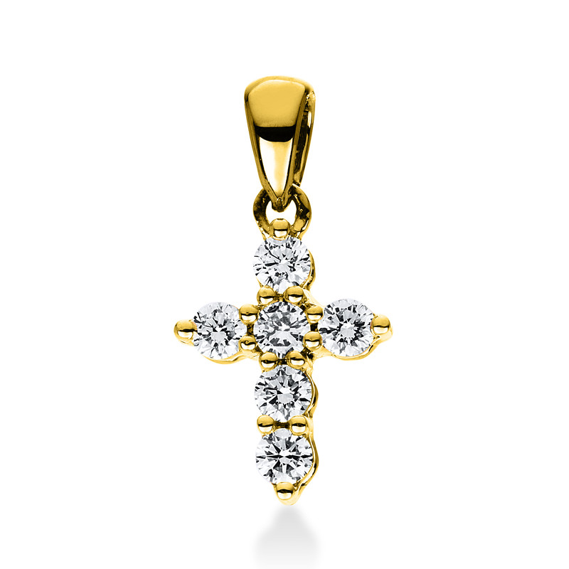 Image 90005360 - Anhänger 18 kt GG Kreuz, mit Öse, 6 Brillanten 0,27 ct, TW-si =*=*= Unterkategorie: ...