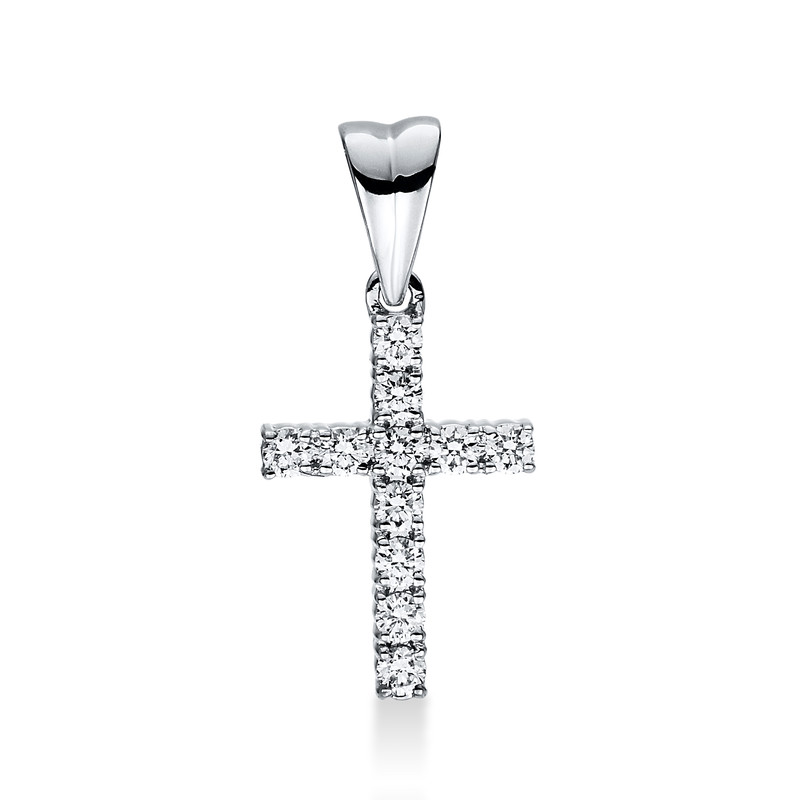 Image 90007355 - Anhänger 18 kt WG Kreuz, mit Öse, 11 Brillanten 0,16 ct, TW-si =*=*= Unterkategorie: ...