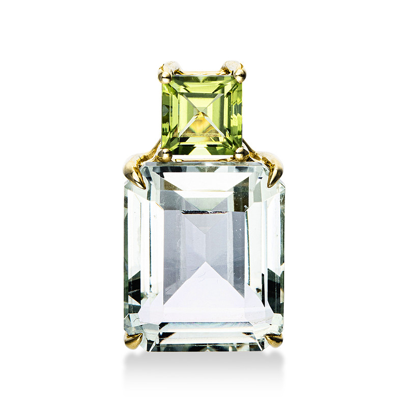 Image Anhänger 4er-Krappe 18 kt GG, 1 Peridot 0,70 ct grün, 1 Amethyst 5,40 ct grün, H:17,9 ...