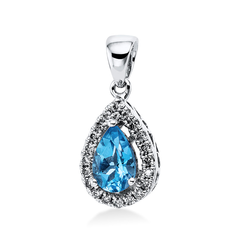 Image 90008550 - Anhänger 18 kt WG, mit Öse, 20 Brillanten 0,08 ct, I-si, 1 Topas 0,45 ct ...