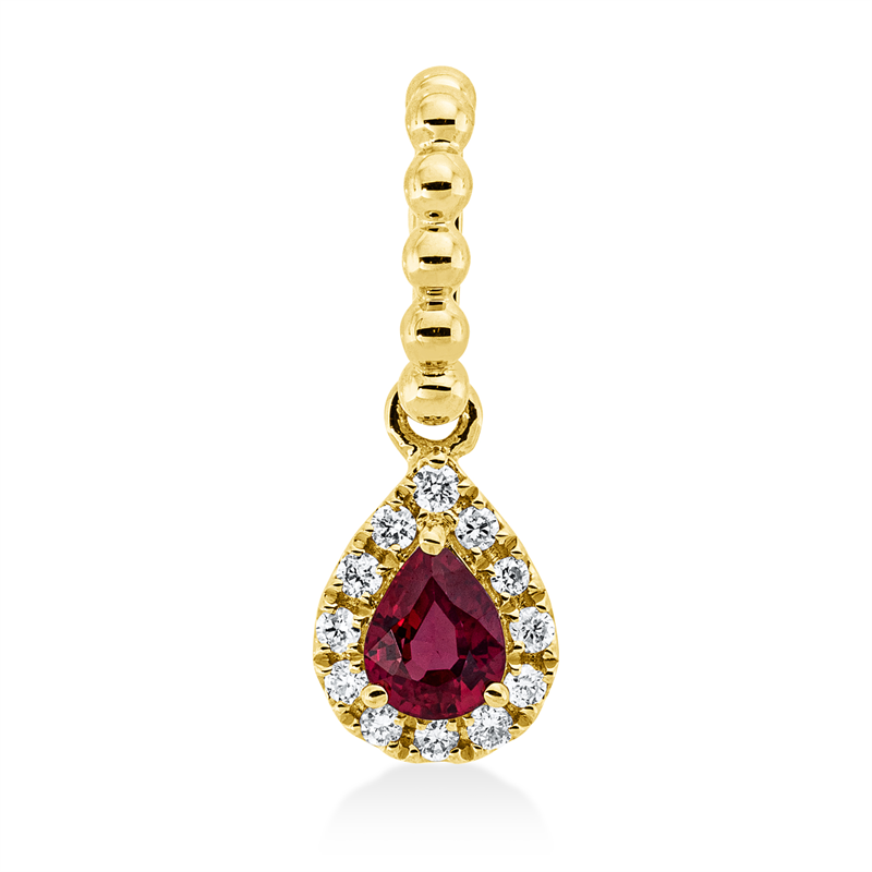 Image Anhänger 18 kt GG, mit Öse, 12 Brillanten 0,05 ct, TW-si, 1 Rubin 0,19 ct rot. ...