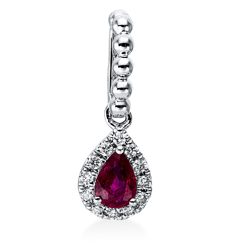 Image Anhänger 18 kt WG, mit Öse, 12 Brillanten 0,05 ct, TW-si, 1 Rubin 0,18 ct rot ...